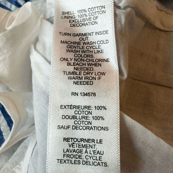 Vineyard Vines Girl's Ruffled Seersucker Striped Shift Dress Blue‎ White Size 12 - Picture 4 of 5